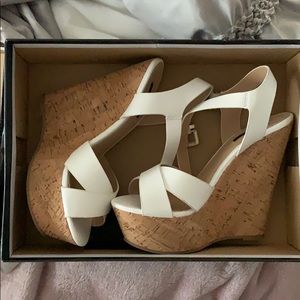 White sandal wedges